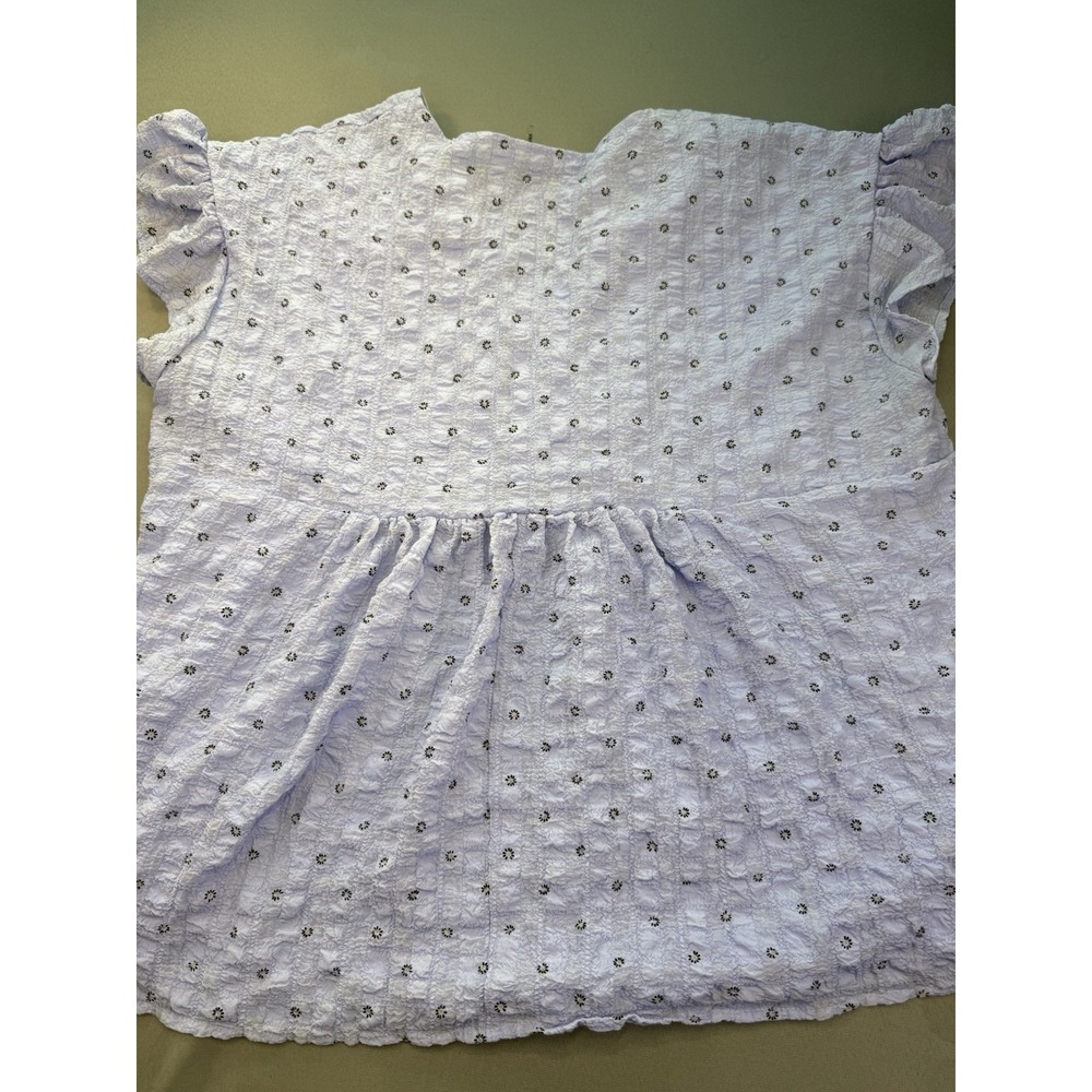 Entro Embroidered Boho Babydoll Blouse Blue Lined Floral Hippie Cottage Core 1X - Picture 4 of 10